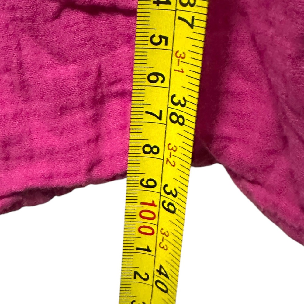 Gap Crinkle Gauze Tiered V-Neck Dress Cotton Pockets Fuschia Pink L - Picture 11 of 11